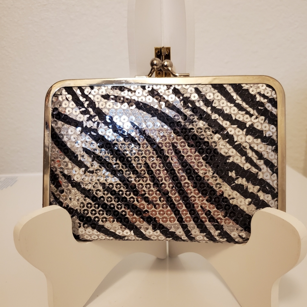 Thin Sequin Zebra Print Wallet